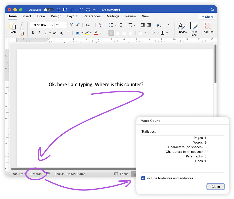 MS Word sul contatore di parole